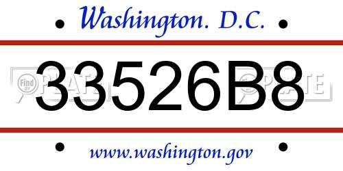 33526B8 District Of Columbia License Plate