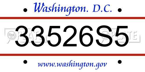 33526S5 District Of Columbia License Plate