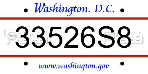 33526S8 District Of Columbia License Plate