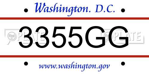 3355GG District Of Columbia License Plate