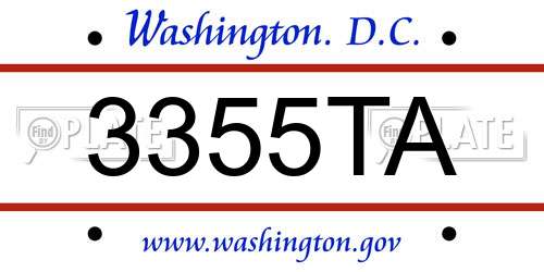 3355TA District Of Columbia License Plate