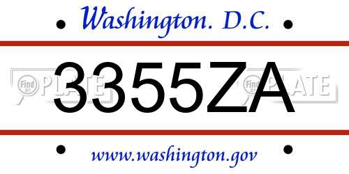 3355ZA District Of Columbia License Plate