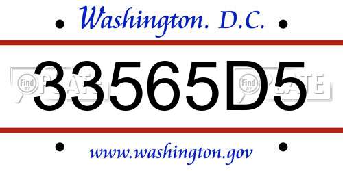 33565D5 District Of Columbia License Plate
