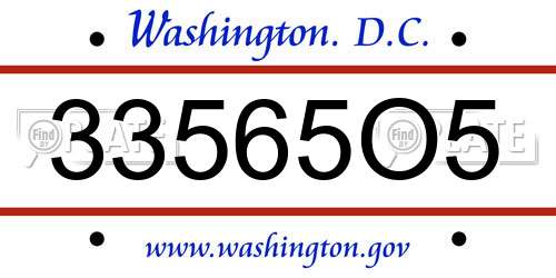33565O5 District Of Columbia License Plate
