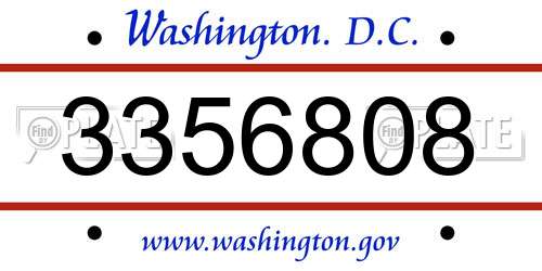 3356808 District Of Columbia License Plate