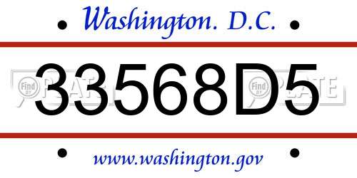 33568D5 District Of Columbia License Plate