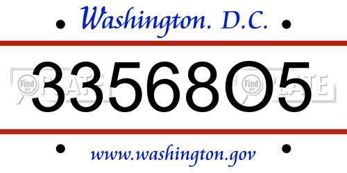 33568O5 District Of Columbia License Plate