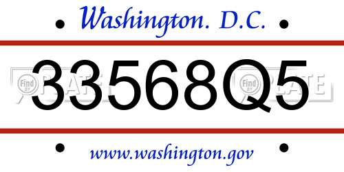33568Q5 District Of Columbia License Plate