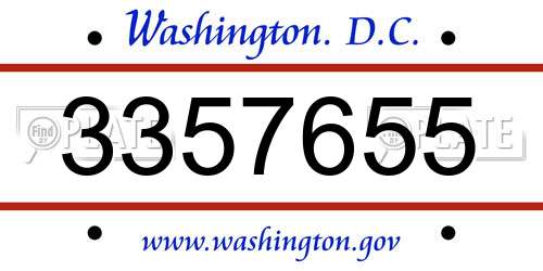 3357655 District Of Columbia License Plate
