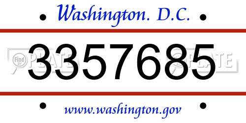 3357685 District Of Columbia License Plate