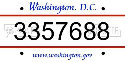 3357688 District Of Columbia License Plate