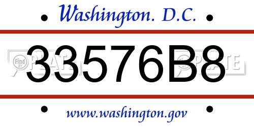33576B8 District Of Columbia License Plate