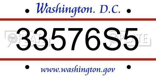 33576S5 District Of Columbia License Plate