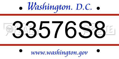33576S8 District Of Columbia License Plate