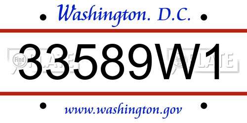 33589W1 District Of Columbia License Plate