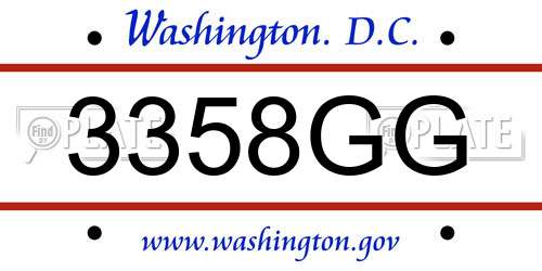 3358GG District Of Columbia License Plate