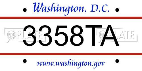 3358TA District Of Columbia License Plate