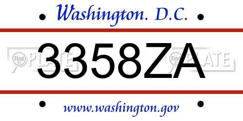 3358ZA District Of Columbia License Plate