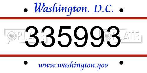 335993 District Of Columbia License Plate