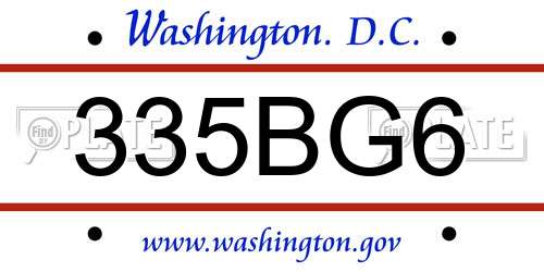 335BG6 District Of Columbia License Plate