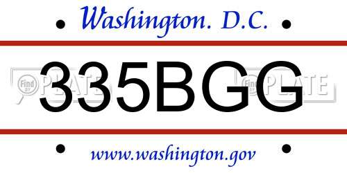 335BGG District Of Columbia License Plate