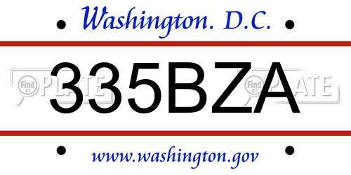 335BZA District Of Columbia License Plate