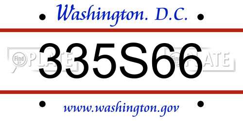 335S66 District Of Columbia License Plate