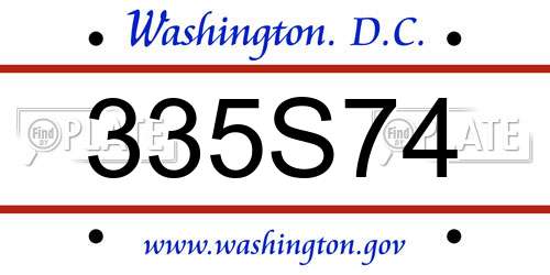 335S74 District Of Columbia License Plate