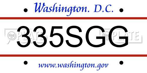 335SGG District Of Columbia License Plate