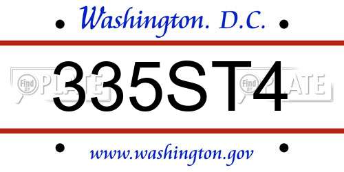 335ST4 District Of Columbia License Plate