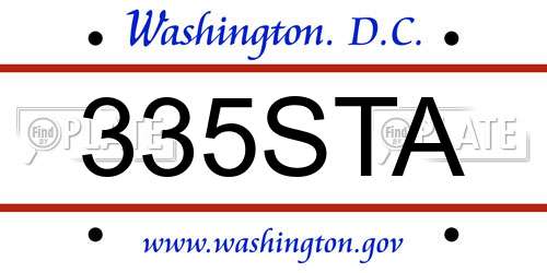 335STA District Of Columbia License Plate