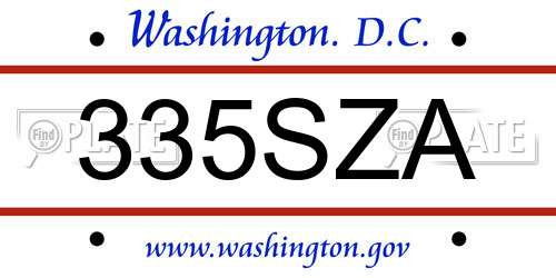 335SZA District Of Columbia License Plate