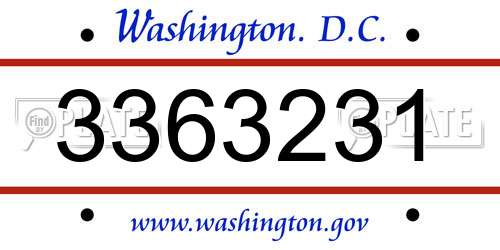 3363231 District Of Columbia License Plate