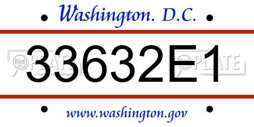 33632E1 District Of Columbia License Plate