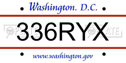336RYX District Of Columbia License Plate