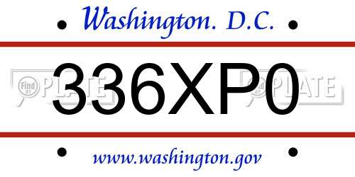 336XP0 District Of Columbia License Plate