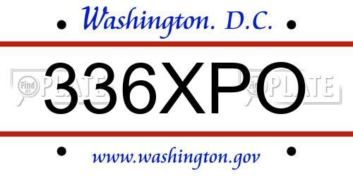 336XPO District Of Columbia License Plate