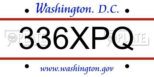 336XPQ District Of Columbia License Plate