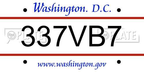 337VB7 District Of Columbia License Plate