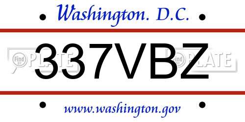 337VBZ District Of Columbia License Plate