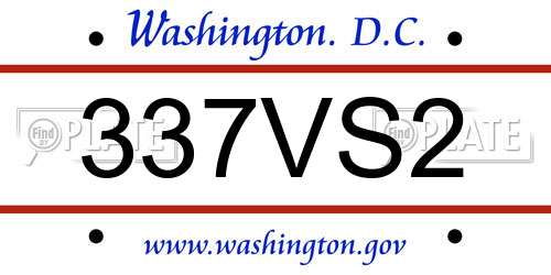 337VS2 District Of Columbia License Plate