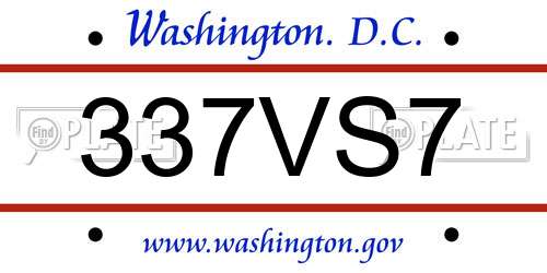 337VS7 District Of Columbia License Plate