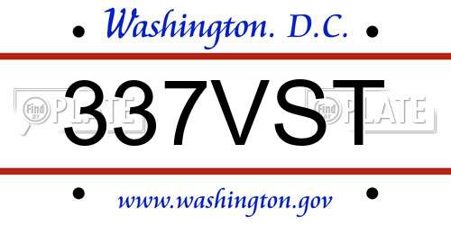 337VST District Of Columbia License Plate