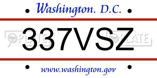 337VSZ District Of Columbia License Plate