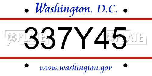 337Y45 District Of Columbia License Plate