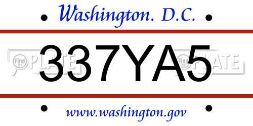 337YA5 District Of Columbia License Plate