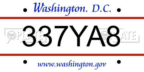 337YA8 District Of Columbia License Plate