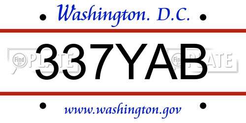 337YAB District Of Columbia License Plate