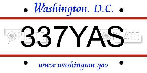 337YAS District Of Columbia License Plate