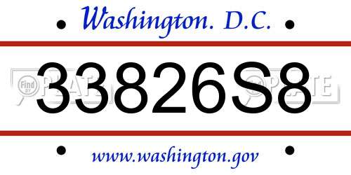 33826S8 District Of Columbia License Plate